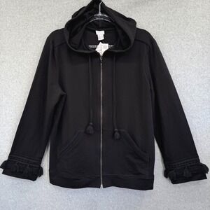 Chicos Zenergy New Black Beach Jacket‎ Full Zip Hood Fringe Size Large 
(2)
